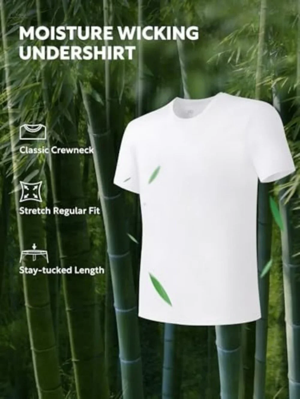 Men's Bamboo Rayon Breathable Crew Neck Undershirts - 3/5 Pack, Soft